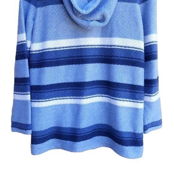 Vtg 80's Chaps Jacket Unisex Hippy Cotton Beach Blanket Toggle Striped Blue Sz S - Picture 7 of 9